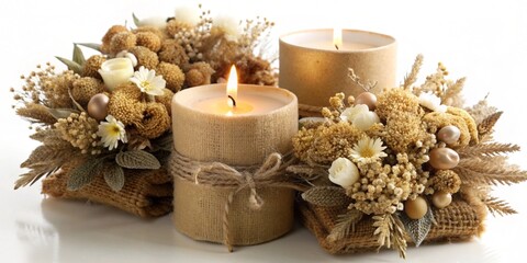 Poster - christmas still life with candle and cones