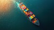 © Pixora Labs - Aerial view of a cargo ship with colorful containers in an ocean