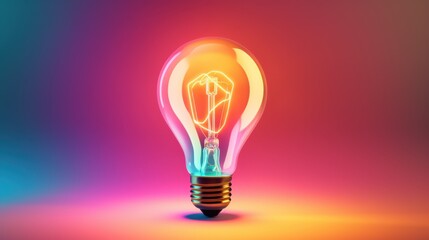 A vibrant light bulb glowing against a colorful gradient backdrop symbolizes creativity, innovation, and bright ideas.