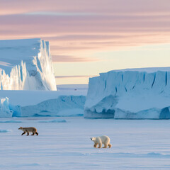 Arctic Winter Sunset with Wildlife