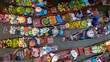© Kalyakan - Aerial view Damnoen Saduak floating market, Farmer go to sell organic product, fruit, vegetable and Thai cuisine, Tourist visiting by boat, Ratchaburi, Thailand, Famous floating market in Thailand.