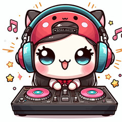 Poster - Vector image of a colorful DJ