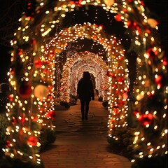 Sticker - Christmas lights forming a magical portal.