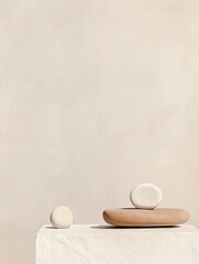Fototapete - Minimalist Geometric Shapes in Neutral Tones Representing Balance and Harmony