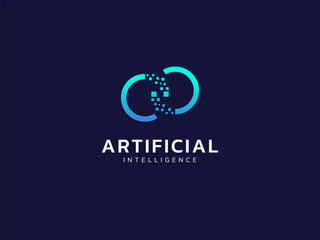 Wall Mural - artificial intelligence with twisted infinity digital transformation circles technology analysis log