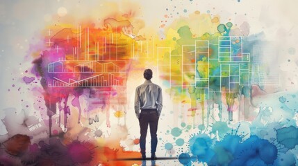 Canvas Print - Marketing strategy in watercolor visual representation.