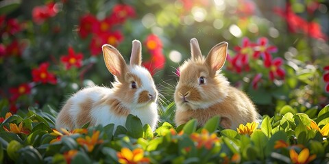 Canvas Print - easter bunny in the grass