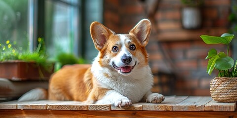 Wall Mural - dog sitting on a bench