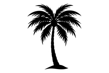 Wall Mural - Black palm tree silhouette isolated on white background.