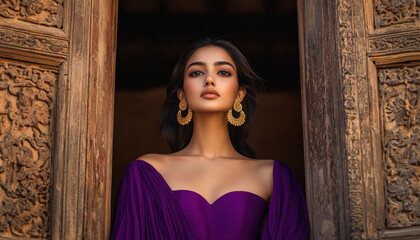 close up of young beautiful indian woman