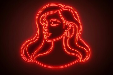 Wall Mural - Neon pink artistic line drawing of a woman symbolizing creativity digital design and modern technology in vibrant visual spaces