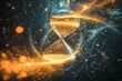 © padungsak - Futuristic hourglass with glowing, vibrant particles illustrating the concept of time in a digital universe.