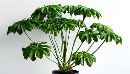 Sticker - Elegant umbrella plant silhouette against a pristine white backdrop