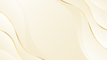 Wall Mural - Elegant cream color luxury background. Abstract wave dynamic wallpaper with gold lines. Template banner background for beauty products, sales, ads, events, web, and pages