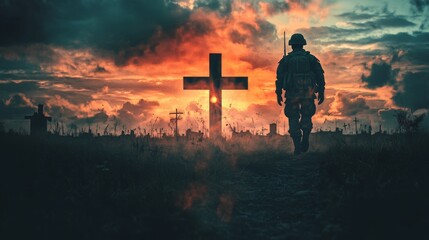 Wall Mural - Artistic representation of a remembrance cross