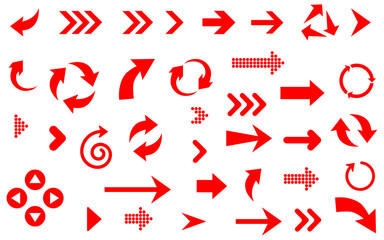 Wall Mural - arrow vector red icon button collection pointer abstract symbol cursor infographic sign orientation 