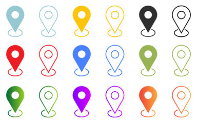 Location icon colorful icons map pointer pin sign symbol outline destination place address navigation locator