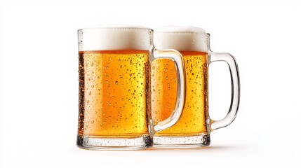 Two Frosty Mugs of Beer Ready for a Cheers. AI Generated