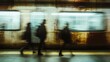 © Johannes - Realised commuters blurred, no faces, train lines silhouettes going to work. Transport work, life balance, corperate