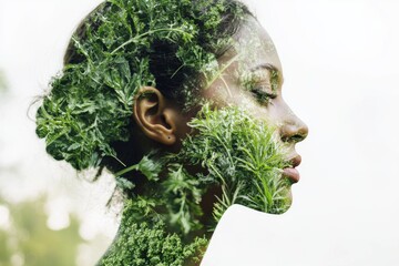 Canvas Print - Double exposure of plant-based symbols for World Vegan Day.