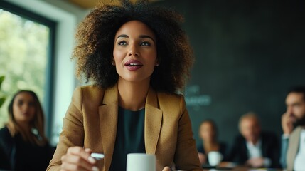 Wall Mural - Focused Woman in Business Meeting