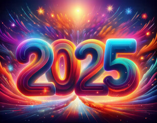 Wall Mural - Happy New Year 2025 Concept