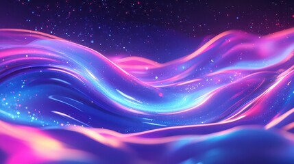 Colorful abstract 3D waves of fluid neon liquid.