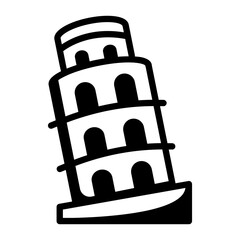 Poster - Pisa tower icon in doodle style