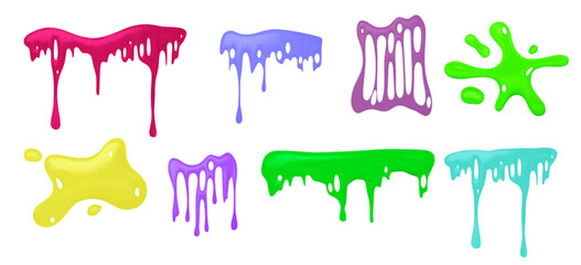 Wall Mural - liquid green slime. halloween goo mucus vector texture. jelly toxic ooze splatter border. radioactiv