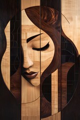 Wall Mural - head of a person in wood