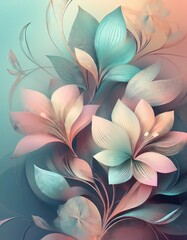 Wall Mural - Abstract floral art with pastel colors