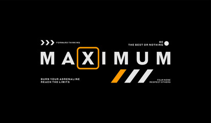 Maximum, speed, abstract typography motivational quotes modern design slogan. Vector illustration graphics print t shirt, apparel, background, poster, banner, postcard or social media content.