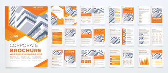 Wall Mural - set of minimalist business brochure template with simple style and modern layout