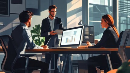 Wall Mural - business people working in office