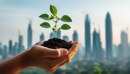 Wall Mural - Nurturing Nature Amidst Urban Skyscrapers: A Symbol of Sustainable ESG Practices