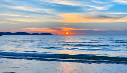 Wall Mural - Seaside Dawn with the Sun Reflected on the Water