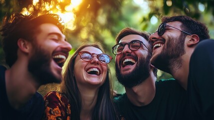 Sticker - Joyful Friends Laughing Together in Nature