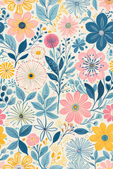 Wall Mural - seamless pattern with flowers