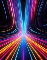 Poster - Neon lights create a futuristic path