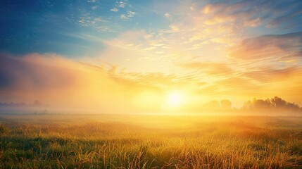 Poster - Early_Morning_concept_Beautiful_meadow_and_sky