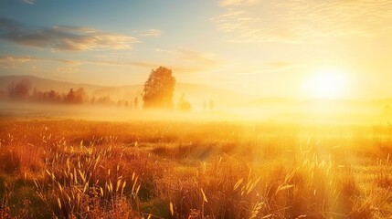 Wall Mural - Early_Morning_concept_Beautiful_meadow_and_sky