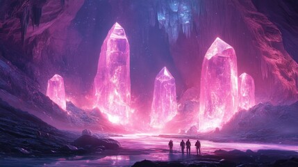 Sticker - Glowing Crystal Cave: A Mystical Landscape