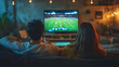 © SS Digital - Happy friends watching soccer world cup on television at home