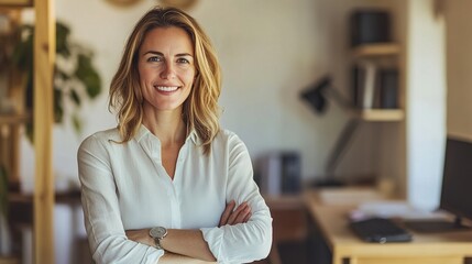 Canvas Print - Confident Businesswoman in Modern Office Environment