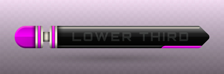 Wall Mural - Lower Third Banner in Metallic Black, Silver and magenta Color Theme for Video Screen Broadcast Presentation Titles