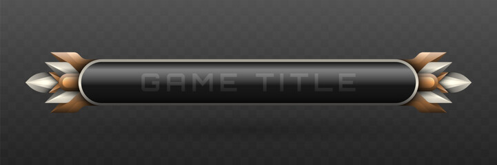 Wall Mural - game title lower third banner in metallic black, silver and beige color theme for fantasy game ui de