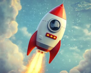 Wall Mural - Fantasy cartoon rocket ship