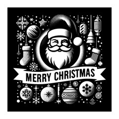 Wall Mural - head santa merry christmas design template