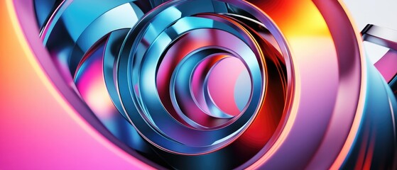 Wall Mural - futuristic abstract 3d rendering featuring vibrant circular shapes