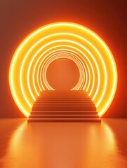 Wall Mural - abstract 3d rendering of a circular opening with a luminous background